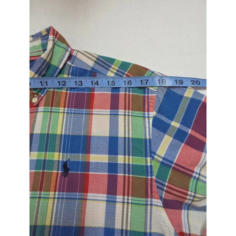 Ralph Lauren Boys XL 20 Multi Color Plaid Button Down Shirt Long Sleeve Cotton - Picture 10 of 12